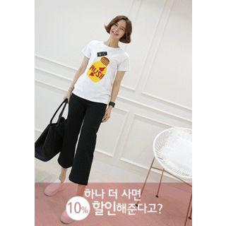 Sequined Lettering Print T-shirt (3 Designs)