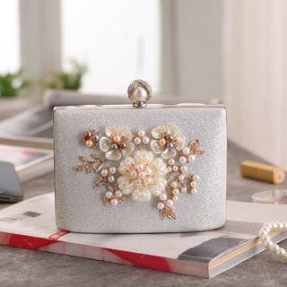 Faux Pearl Flower Crossbody Bag