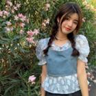 Short-sleeve Plain T-shirt / Denim Camisole Top