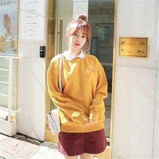 Collared Embroidery Sweatshirt