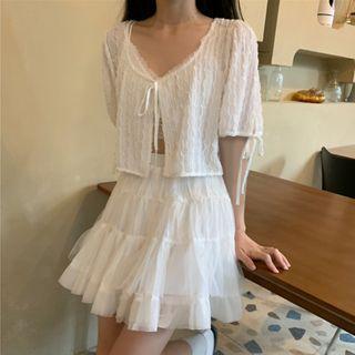 Light Chiffon Jacket / A-line Mini Skirt