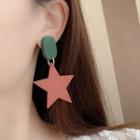 Matte Star Dangle Earring 1 Pair - Green & Bean Red - One Size