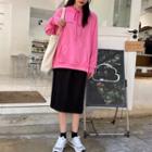 Letter Printed Hooded Pullover + High-waist Skirt