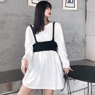 Set: Long-sleeve T-shirt + Cropped Camisole Top