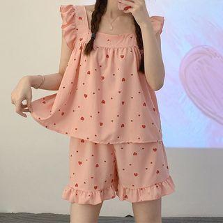 Set: Sleeveless Heart Print Top + Shorts