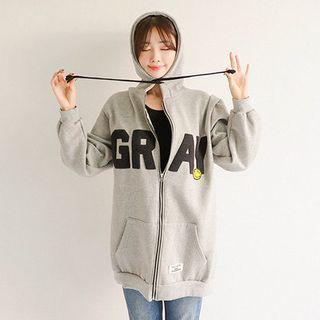 Lettering Brushed-fleece Lined Hoodie