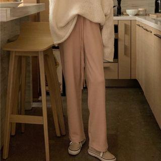 High-waist Plain Wide-leg Pants Pants - One Size