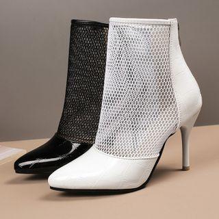 Mesh Panel Stiletto Heel Short Boots
