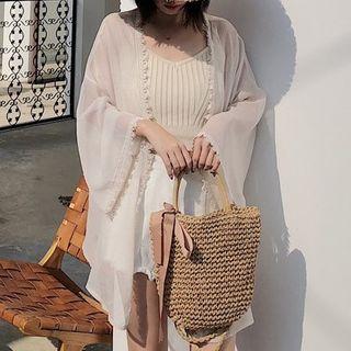 Crochet Trim Chiffon Jacket