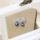 Blue Crystal Bow Earrings As Figure - One Size