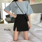 Plain Slit Mini A-line Skirt