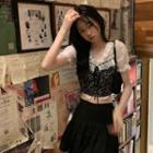Short-sleeve Blouse / Camisole Top / Pleated Skirt