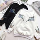 Bird Embroidered Loose-fit Sweatshirt