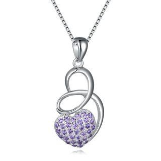 Love Dancing - 925 Sterling Silver Purple Cz Necklace