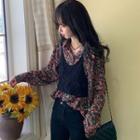 Long-sleeve Floral Shirt / Camisole