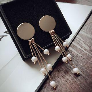 Faux Pearl Bar Drop Earrings