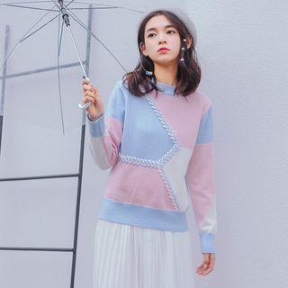 Color-blcok Knit Top