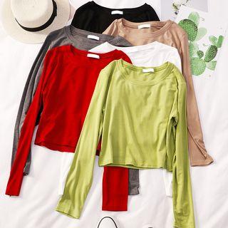Plain Long-sleeve Crewneck Top
