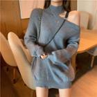 One-shoulder Turtleneck Oversize Sweater Dress
