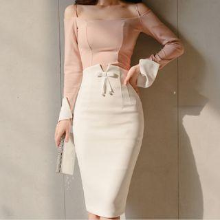 Off Shoulder Top / Midi Pencil Skirt / Set