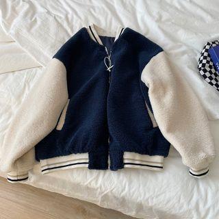 Fleece Baseball Jacket Dark Blue - One Size