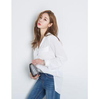 V-neck Faux-pearl Blouse