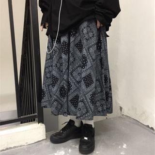 Pattern Print Midi Skirt