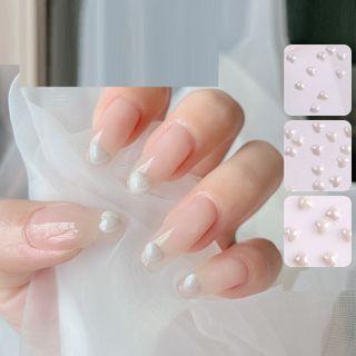 Set Of 50 : Heart Faux Pearl Nail Art Decoration