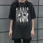 Elbow-sleeve Eye Print T-shirt