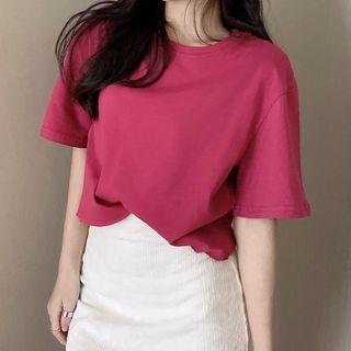 Round-neck Oversized Cropped Short-sleeve Top
