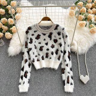 Leopard Print Fluffy Sweater