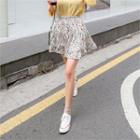 Band-waist Floral Flare Miniskirt