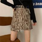 Set: Print Mini Skirt + Belt