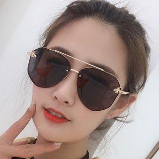 Double-bridge Metal Frame Aviator Sunglasses
