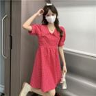 Short-sleeve Collar Plaid A-line Dress (various Designs)