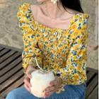 Floral Blouse Yellow Flower - White - One Size