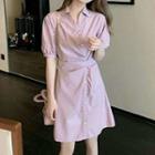 Puff-sleeve Irregular A-line Shirtdress