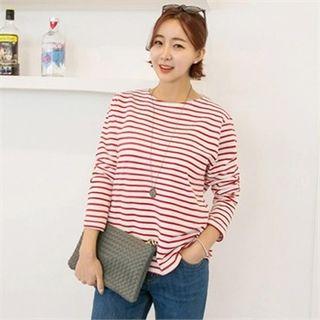 Round-neck Pinstriped T-shirt