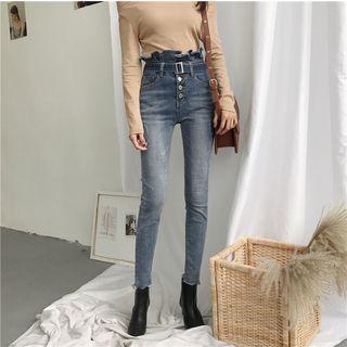 Paperbag Waist Denim Skinny Jeans