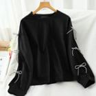 Bow Cutout Pullover Black - One Size