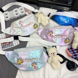 Letter Embroidered Iridescent Sling Bag