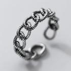 Chained Sterling Silver Open Ring Dark Silver - One Size