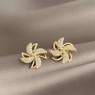 Sterling Silver Rhinestone Windmill Stud Earring / Necklace / Ring