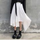 Asymmetric Hem A-line Skirt White - One Size