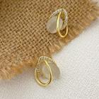 Gemstone Stud Earring 1 Pair - Gold - One Size