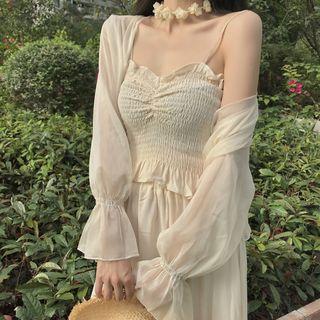 Flared-cuff Open Front Jacket