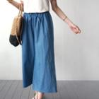 Drawstring-waist Wide-leg Denim Pants