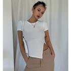 Skinny Side-slit Crop T-shirt