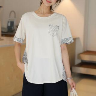 Pocket-detail Pattern-trim Top
