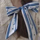 Print Ribbon Hair Tie Blue & White - One Size